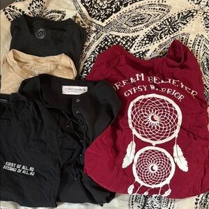 Gypsy Warrior Red Dreamcatcher kimono fringe women’s top bundle size small